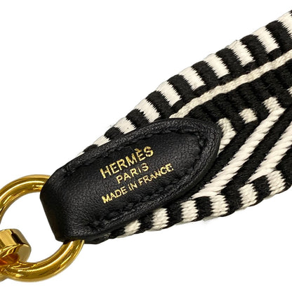Hermes Shoulder Strap Bandouliere Sangle Caval 25 mm Black White Gold — view 3