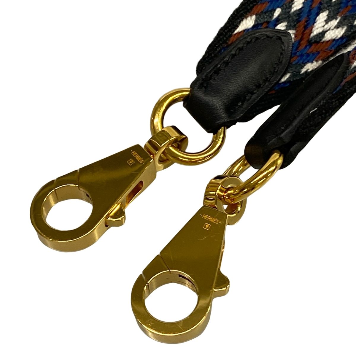 Hermes Shoulder Strap Bandouliere Sangle Caval 25 mm Black White Deep Blue Gold — view 4