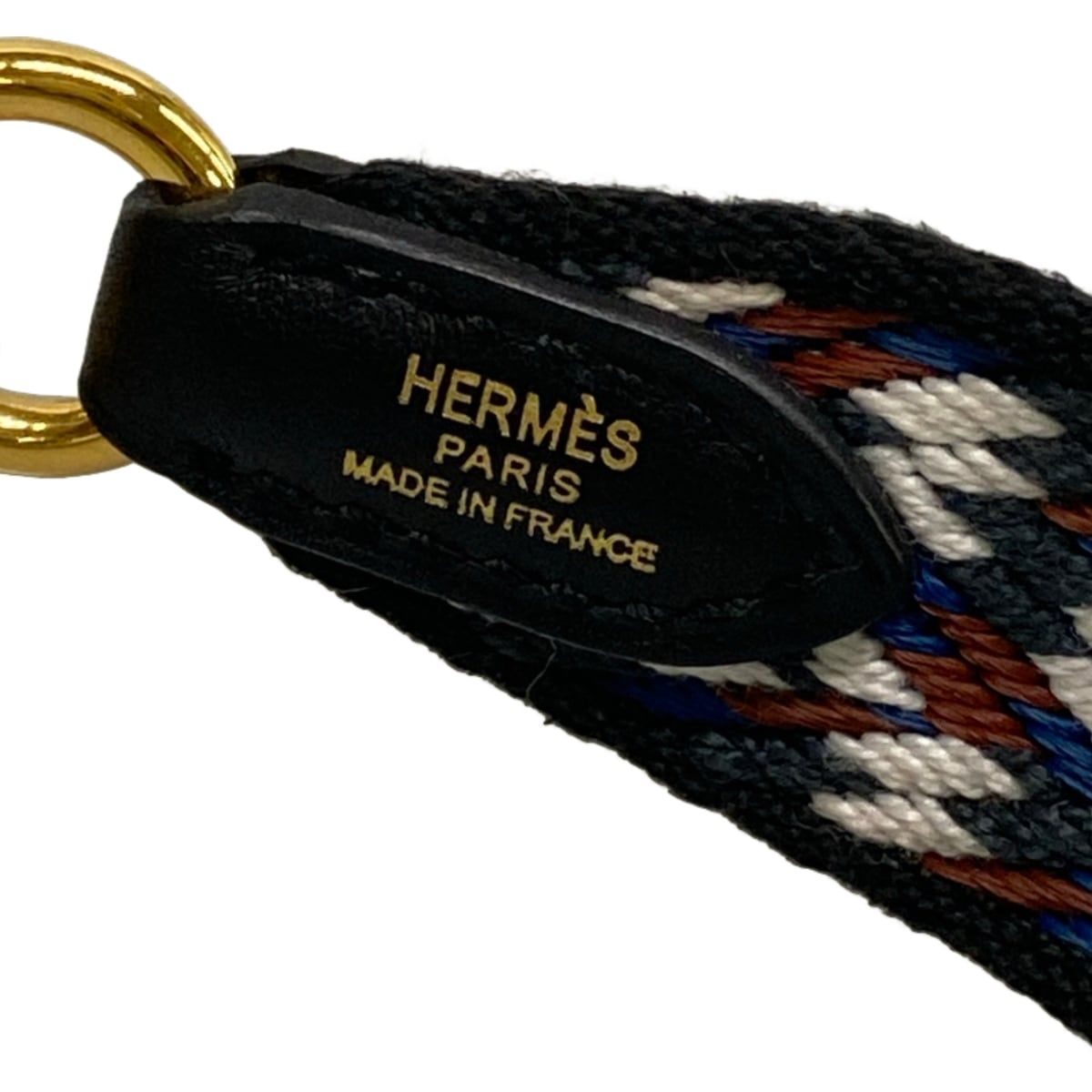 Hermes Shoulder Strap Bandouliere Sangle Caval 25 mm Black White Deep Blue Gold — view 3