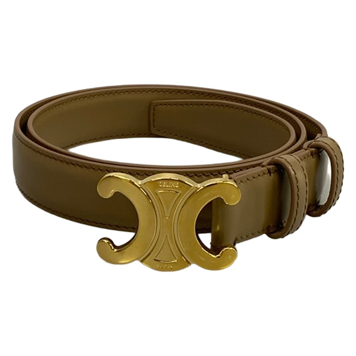 Celine Belt Trio Gray Beige Gold Leather