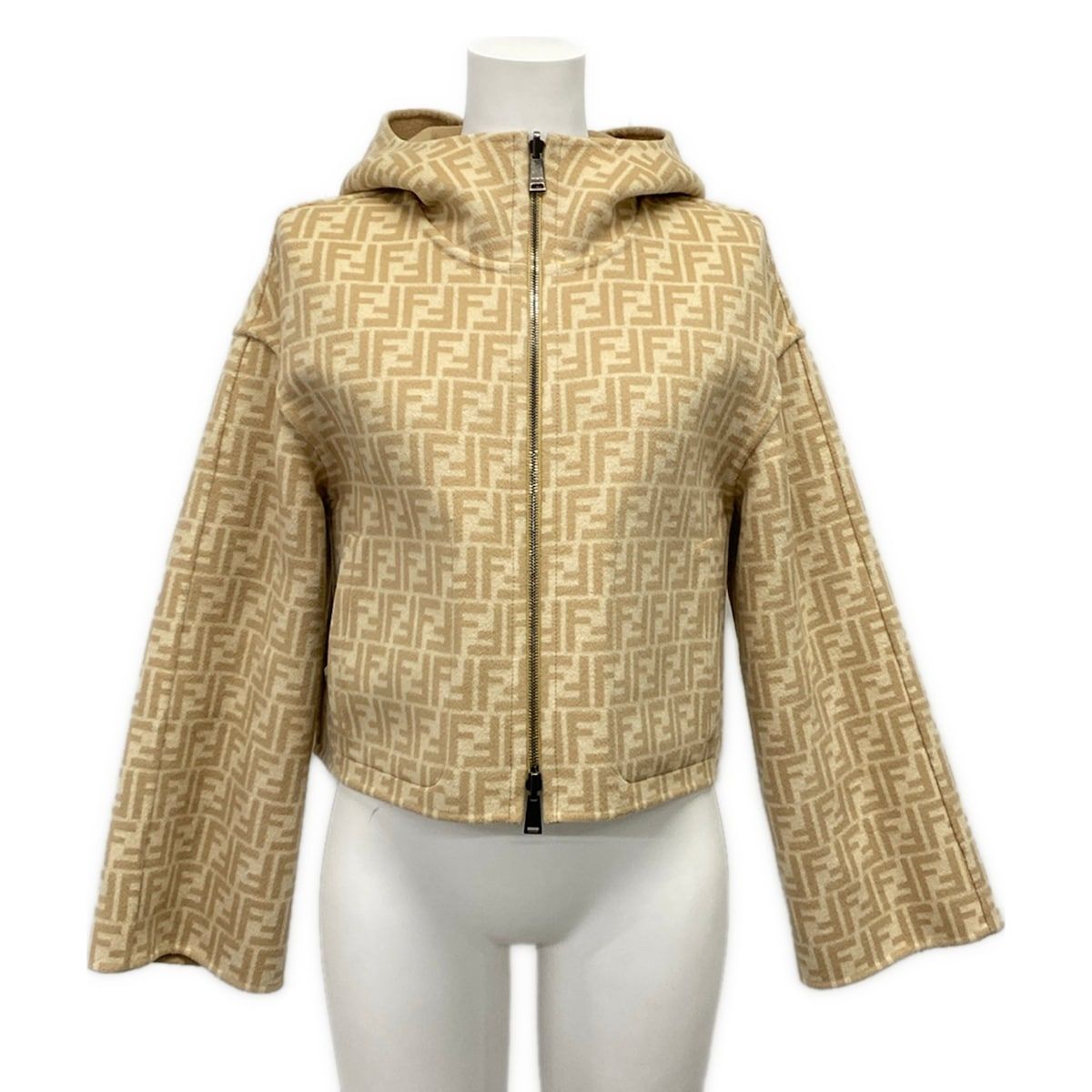 Fendi Coat 38 S Beige Wool Silk — view 3