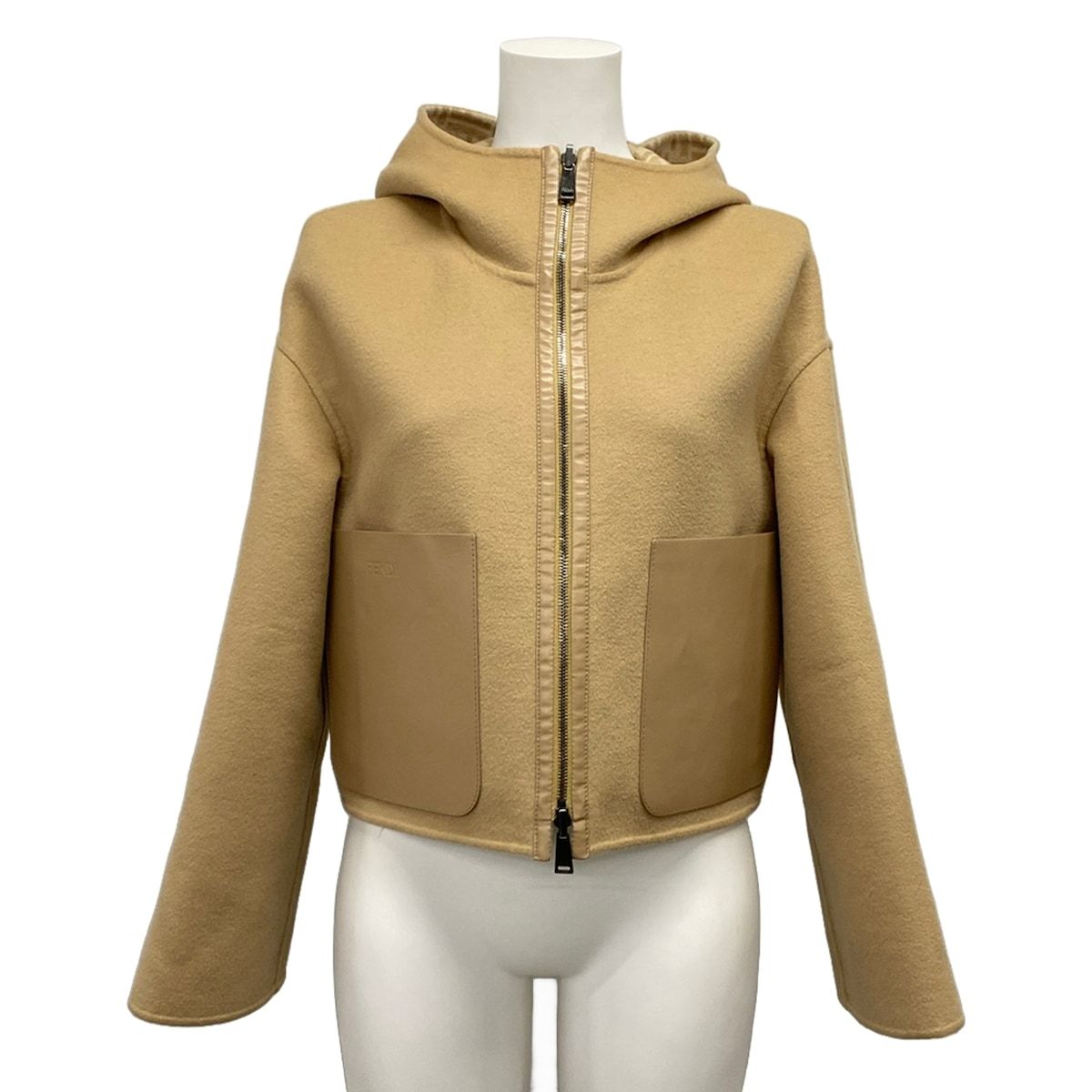 Fendi Coat 38 S Beige Wool Silk