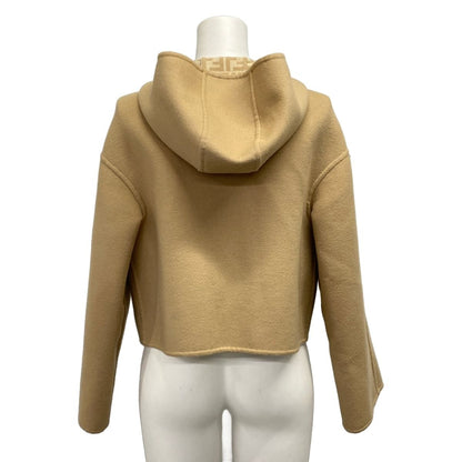 Fendi Coat 38 S Beige Wool Silk — view 2