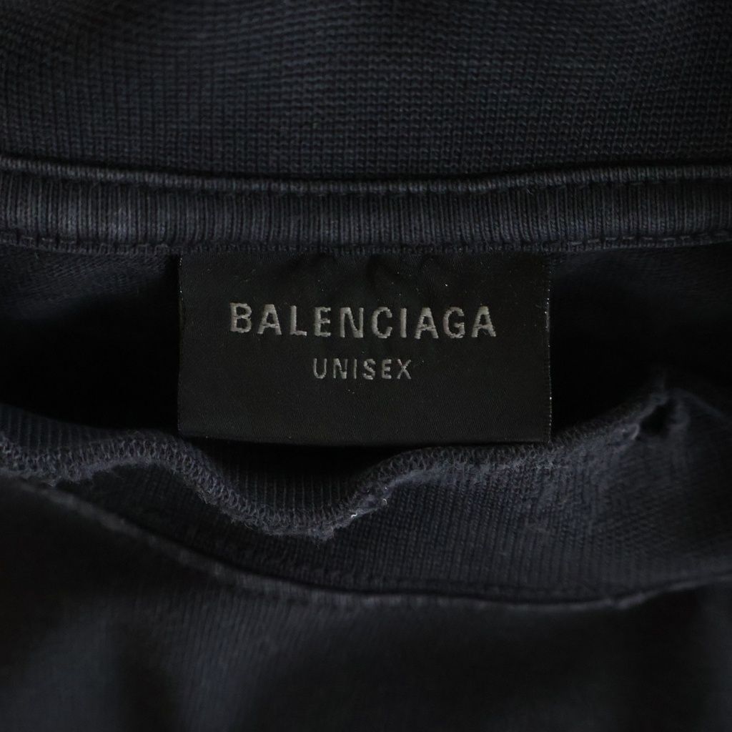 Balenciaga Paris Liberty Distressed Crew Neck Short Sleeve T-Shirt Black — view 6