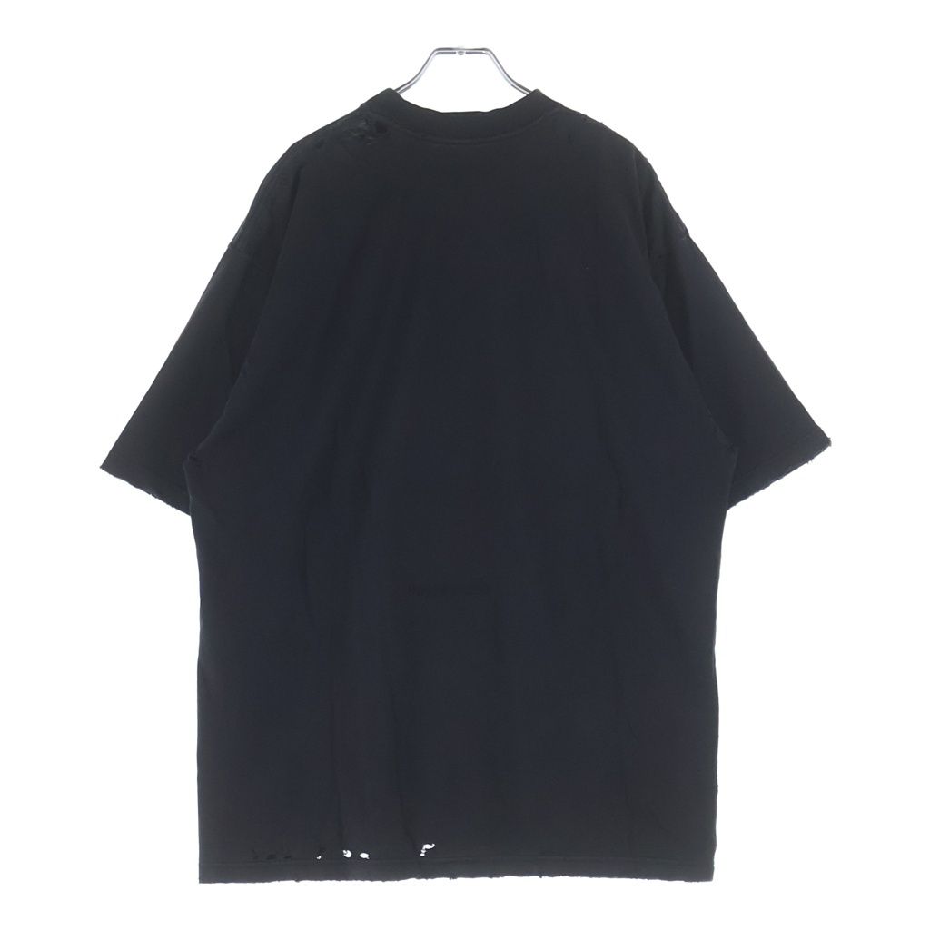 Balenciaga Paris Liberty Distressed Crew Neck Short Sleeve T-Shirt Black — view 2