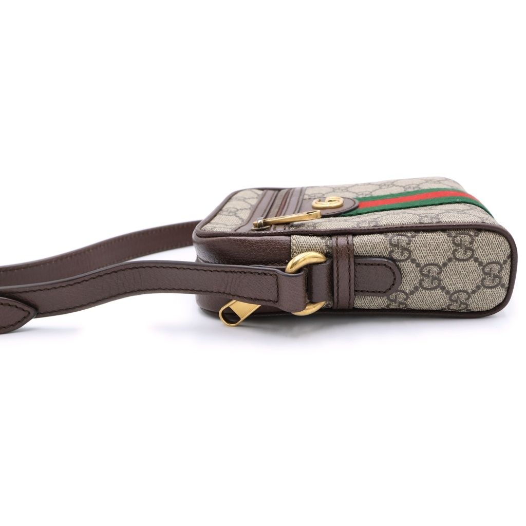 Gucci GG Marmont Ophidia Mini Shoulder Bag Beige Brown Leather Gold — view 3