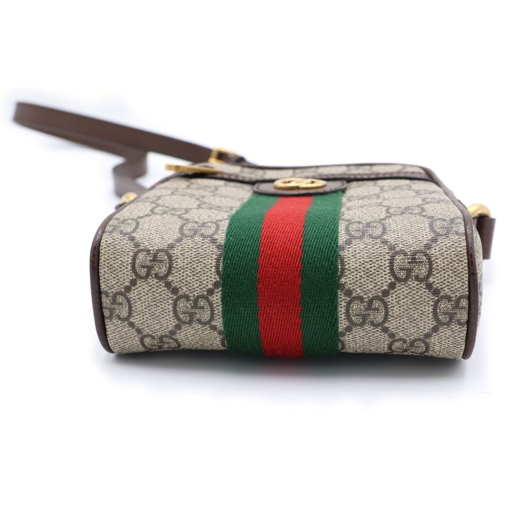Gucci GG Marmont Ophidia Mini Shoulder Bag Beige Brown Leather Gold — view 4