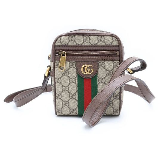 Gucci GG Marmont Ophidia Mini Shoulder Bag Beige Brown Leather Gold