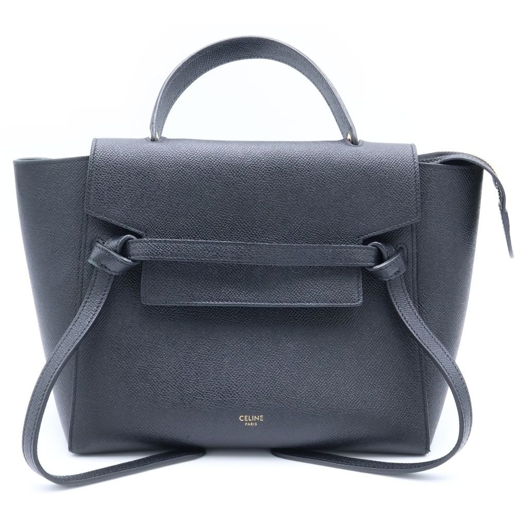 Celine Belt Bag Micro 2-Way Black Gray Calfskin Gold