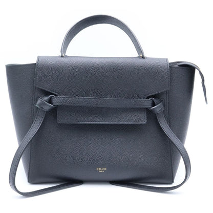 Celine Belt Bag Micro 2-Way Black Gray Calfskin Gold