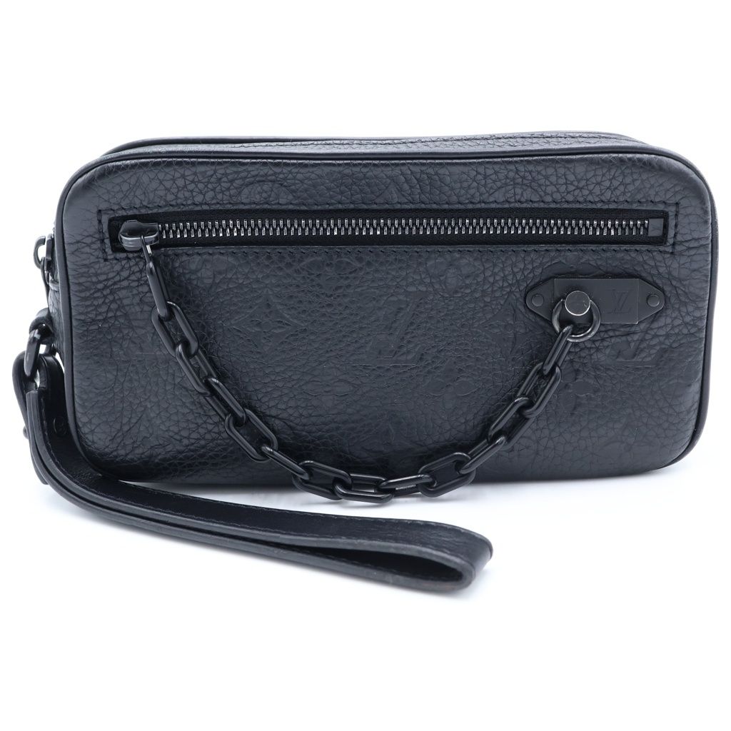 Louis Vuitton Monogram Empreinte Pochette Volga Pouch Case Second Black Leather