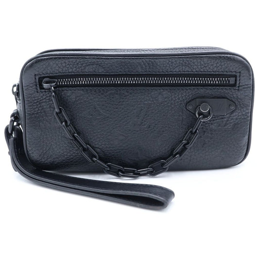 Louis Vuitton Monogram Empreinte Pochette Volga Pouch Case Second Black Leather