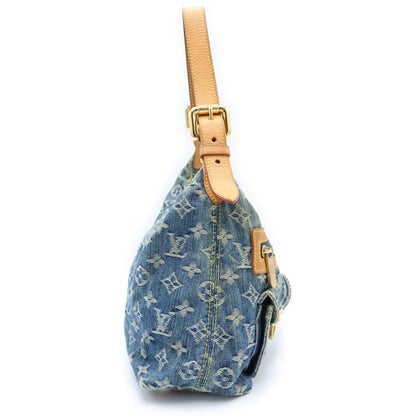 Louis Vuitton Monogram Denim PM Shoulder Bag Indigo Blue Brown Leather Gold — view 3