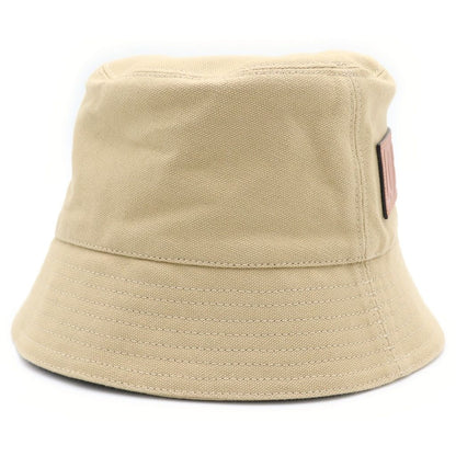 Loewe Logo Leather Patch Canvas Bucket Hat Beige — view 3