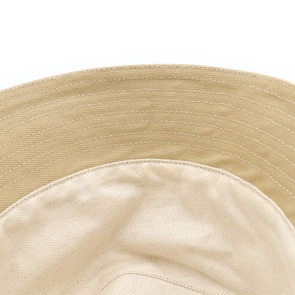 Loewe Logo Leather Patch Canvas Bucket Hat Beige — view 5