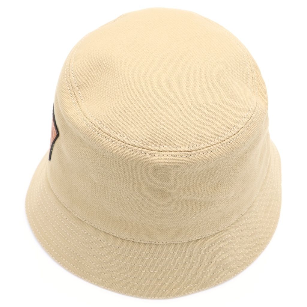 Loewe Logo Leather Patch Canvas Bucket Hat Beige — view 6