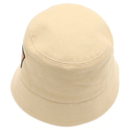 Loewe Logo Leather Patch Canvas Bucket Hat Beige — view 6