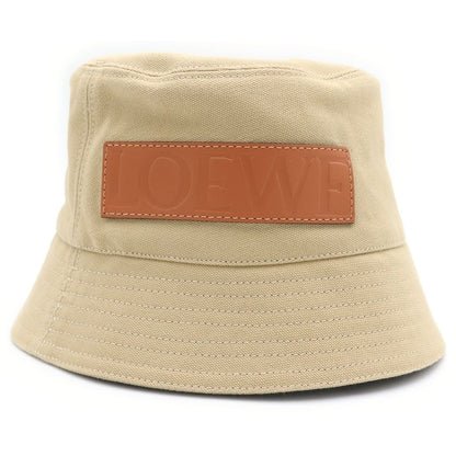 Loewe Logo Leather Patch Canvas Bucket Hat Beige — view 4