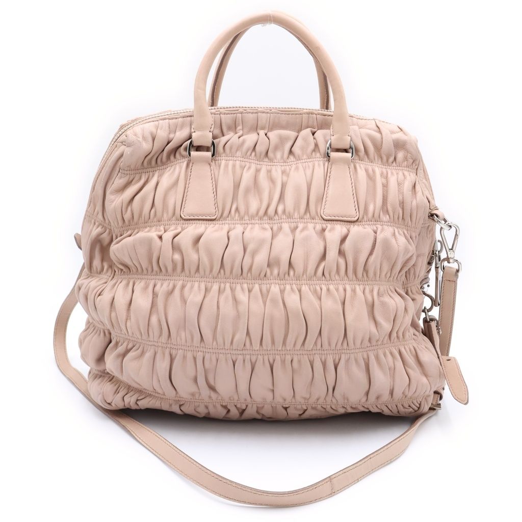Prada Nappa Shoulder Bag Pink Beige Leather Gold — view 2