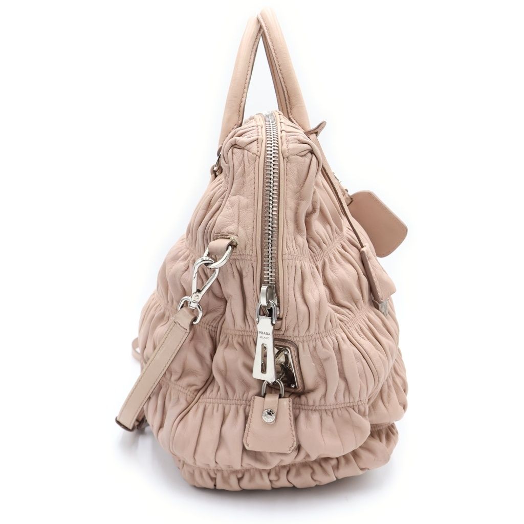 Prada Nappa Shoulder Bag Pink Beige Leather Gold — view 3