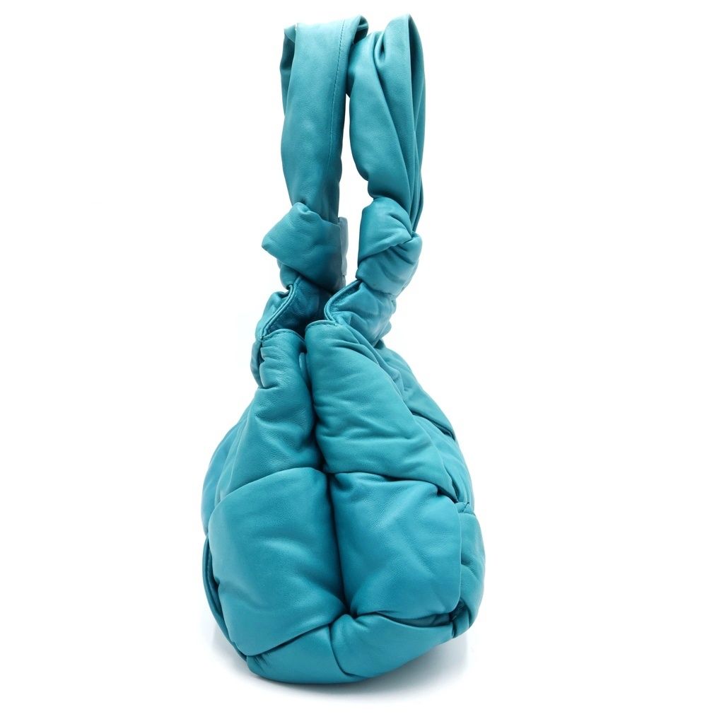 Bottega Veneta Padded Lock Tote Turquoise Blue Leather — view 3