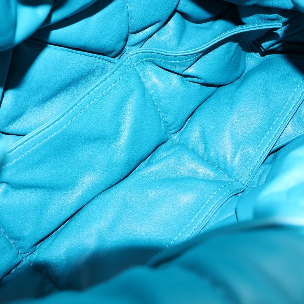 Bottega Veneta Padded Lock Tote Turquoise Blue Leather — view 5