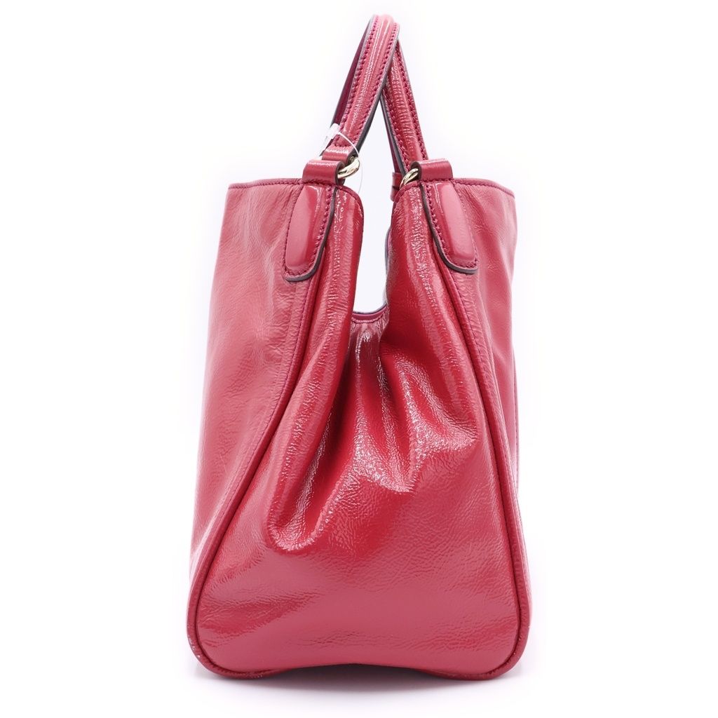 Gucci Soho Fringe 2-Way Shoulder Bag Pink Patent Leather Gold — view 3