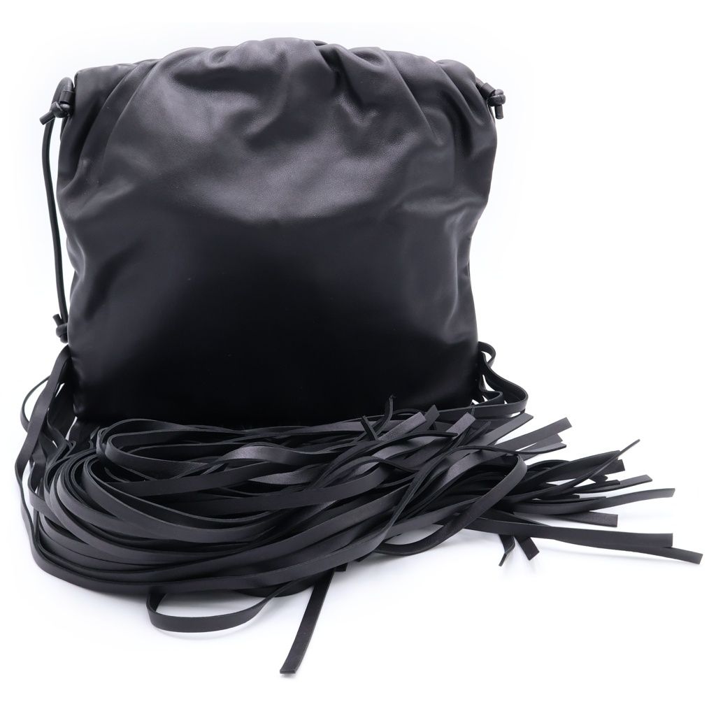 Bottega Veneta the Fringe Shoulder Leather Bag Black