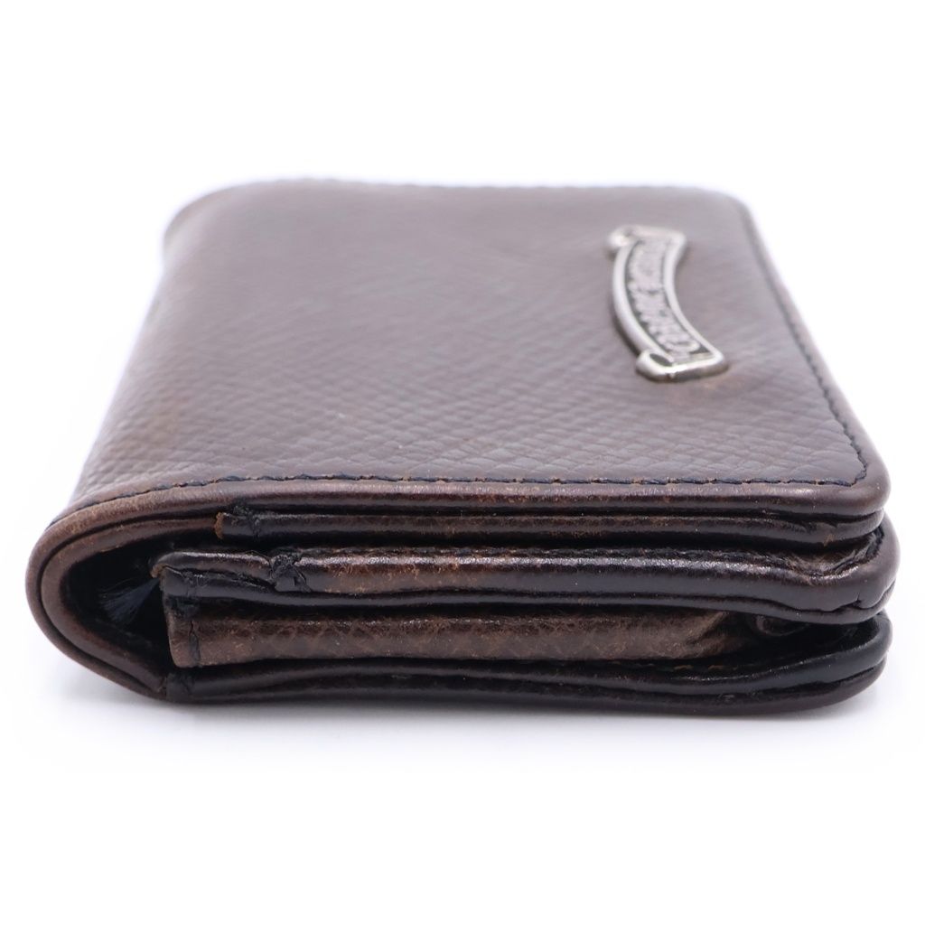 Chrome Hearts Crd Arch Logo Plate 3 Pockets Leather Card Case Brown — view 3