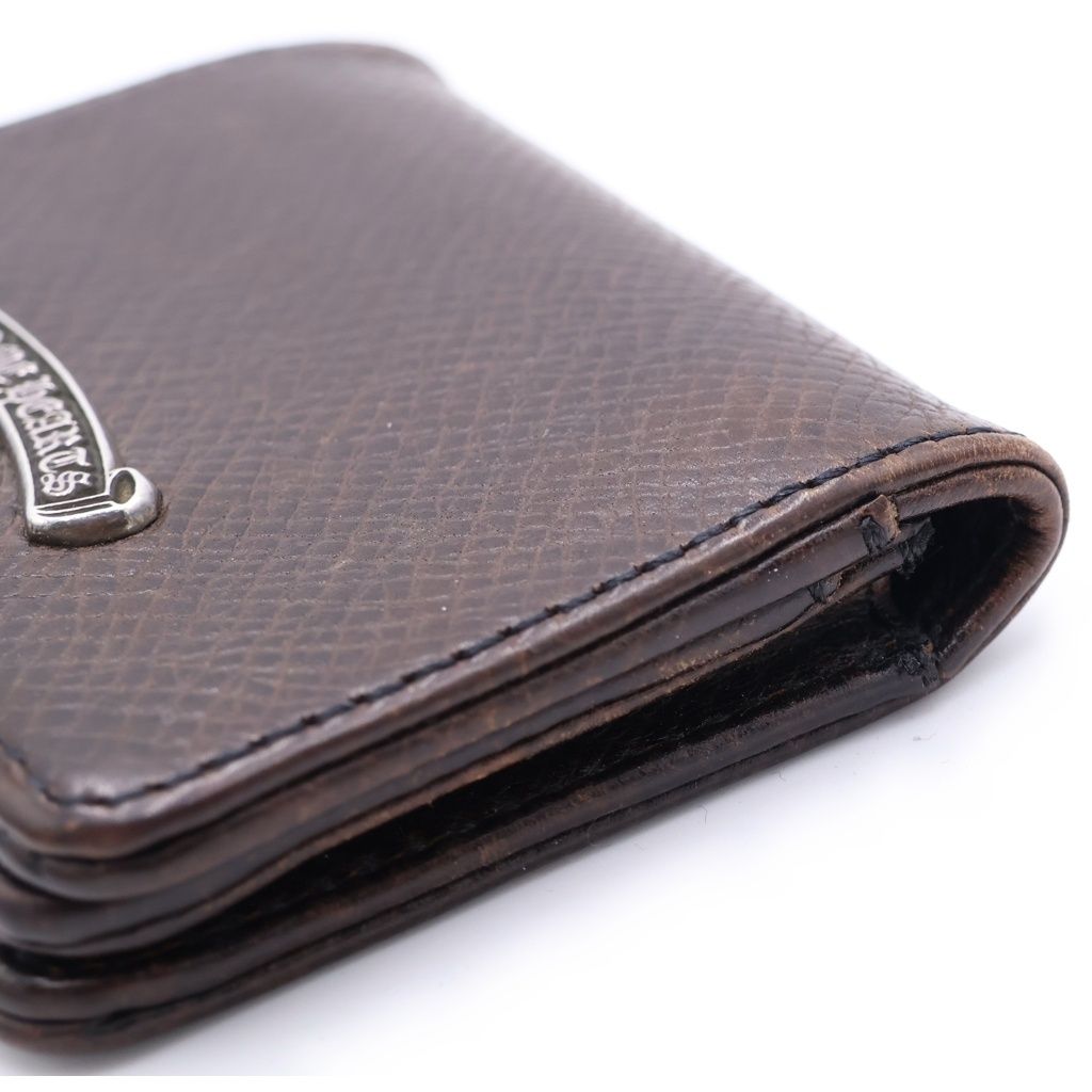 Chrome Hearts Crd Arch Logo Plate 3 Pockets Leather Card Case Brown — view 6