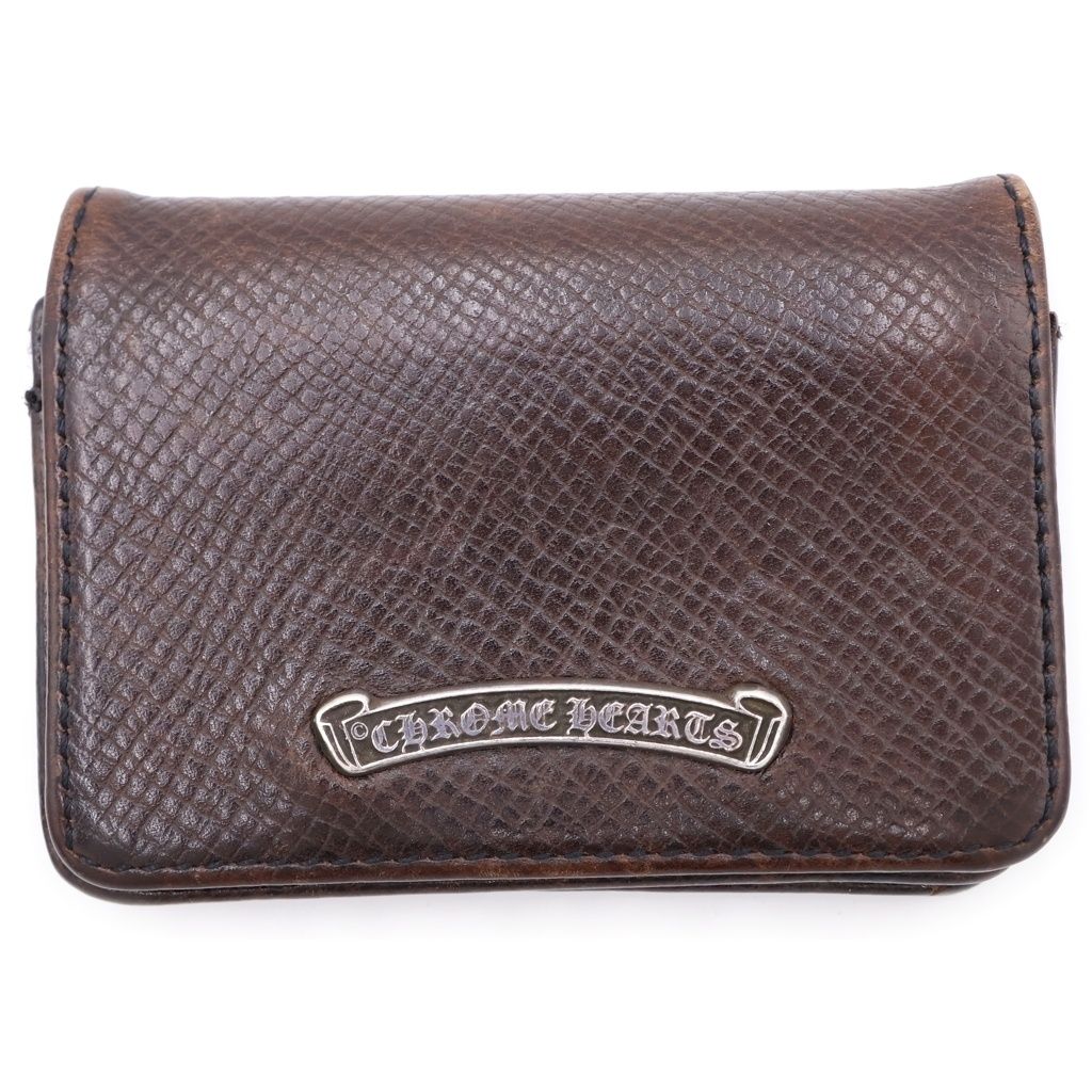 Chrome Hearts Crd Arch Logo Plate 3 Pockets Leather Card Case Brown