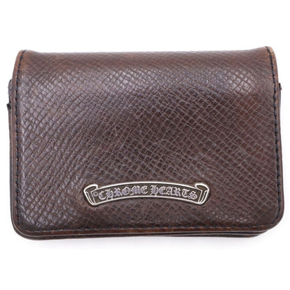 Chrome Hearts Crd Arch Logo Plate 3 Pockets Leather Card Case Brown