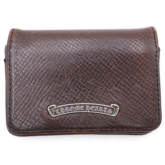 Chrome Hearts Crd Arch Logo Plate 3 Pockets Leather Card Case Brown