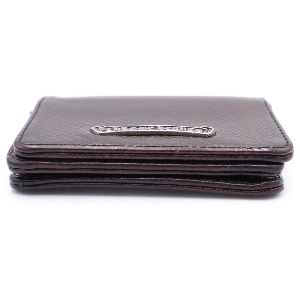Chrome Hearts Crd Arch Logo Plate 3 Pockets Leather Card Case Brown — view 5