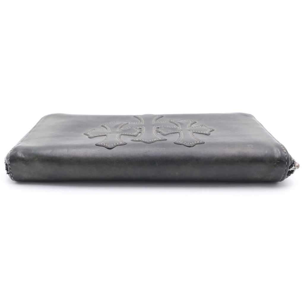 Chrome Hearts Rec Zip 3 Cross Round Zip Leather Wallet Black — view 5