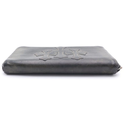 Chrome Hearts Rec Zip 3 Cross Round Zip Leather Wallet Black — view 5