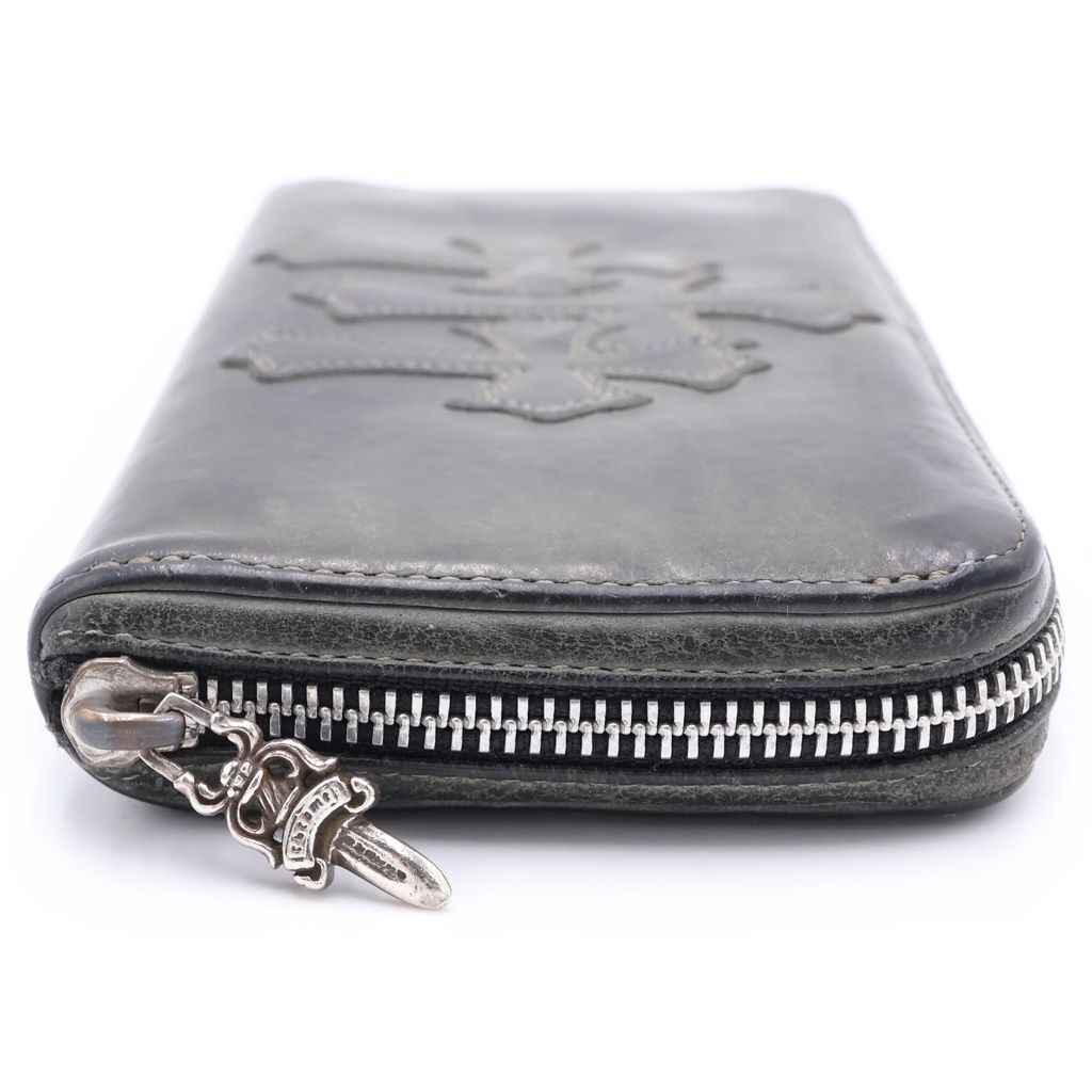 Chrome Hearts Rec Zip 3 Cross Round Zip Leather Wallet Black — view 3