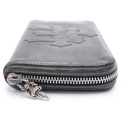 Chrome Hearts Rec Zip 3 Cross Round Zip Leather Wallet Black — view 3