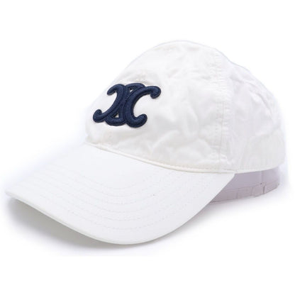 Celine Trio Patch Logo Cotton 6 Panel Baseball Cap Hat White