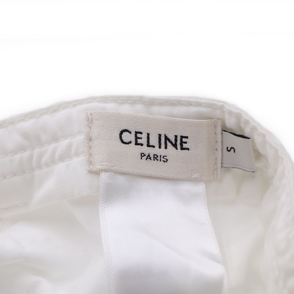Celine Trio Patch Logo Cotton 6 Panel Baseball Cap Hat White — view 6