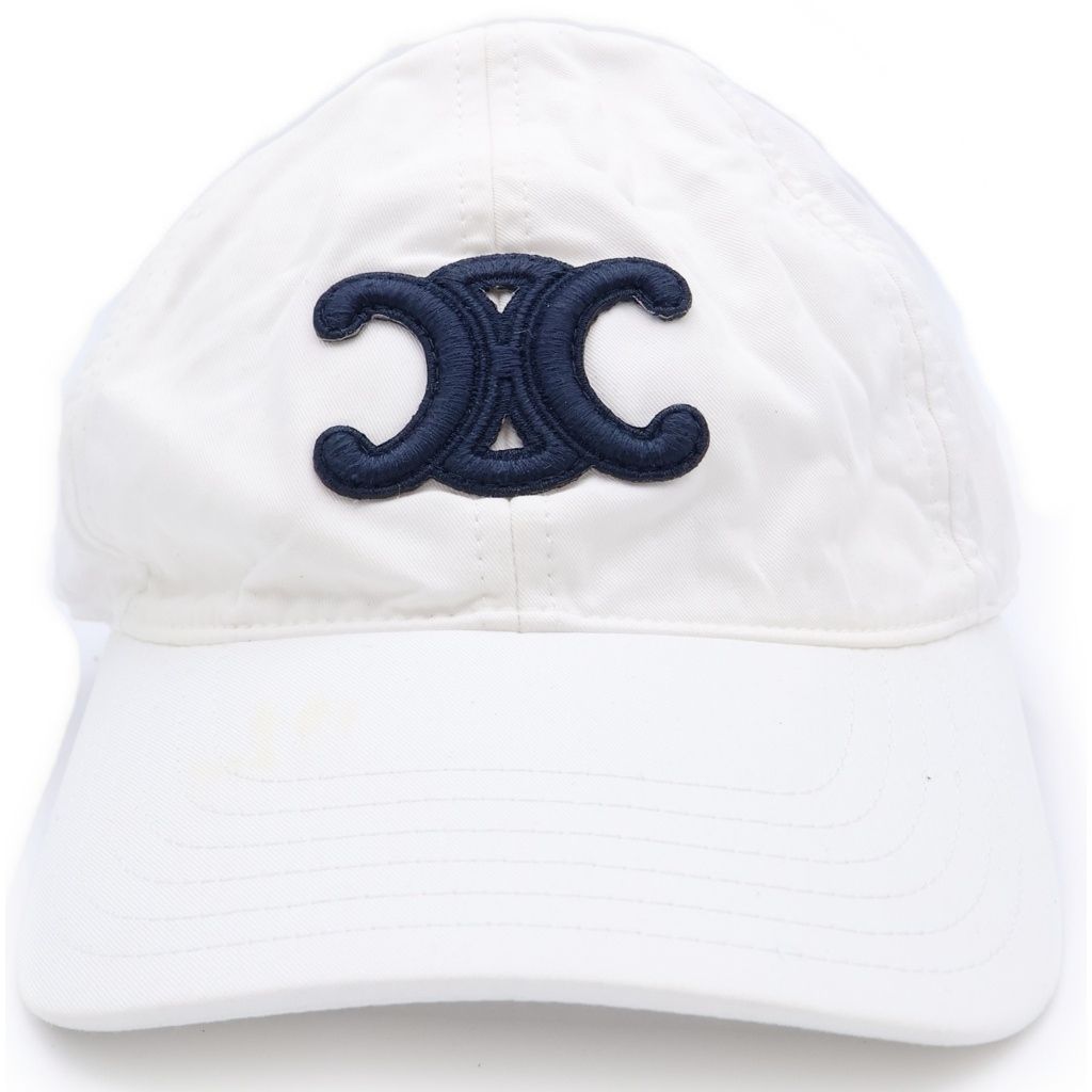 Celine Trio Patch Logo Cotton 6 Panel Baseball Cap Hat White — view 2