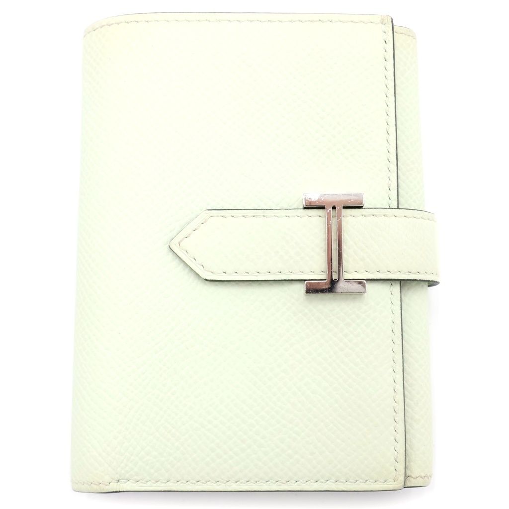 Hermes Bearn Combination Trifold Wallet Vert Peppermint Veau Epsom Silver