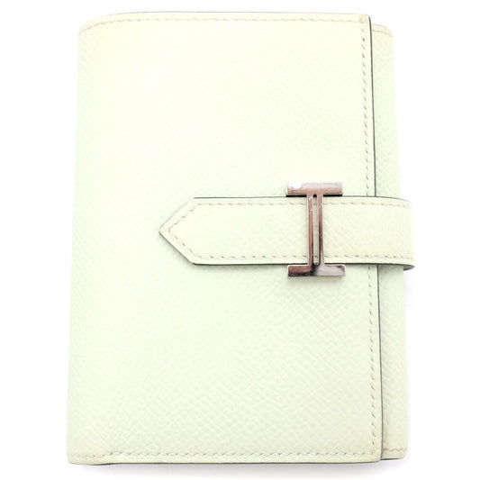 Hermes Bearn Combination Trifold Wallet Vert Peppermint Veau Epsom Silver
