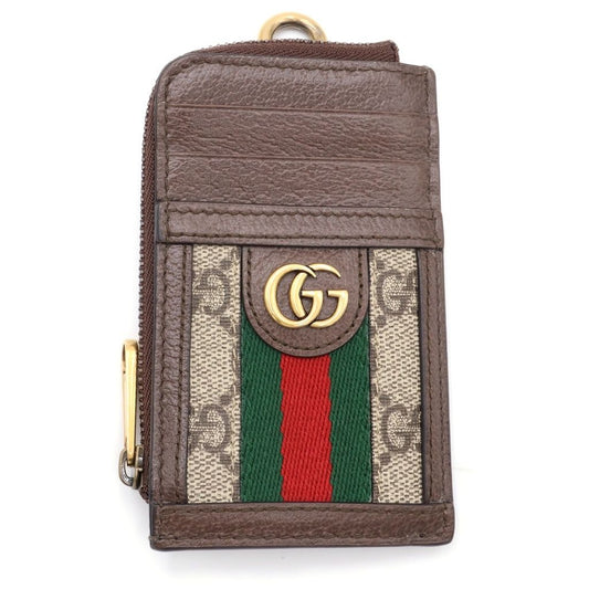Gucci Ophidia GG Supreme Marmont Shoulder Card Case Brown Beige