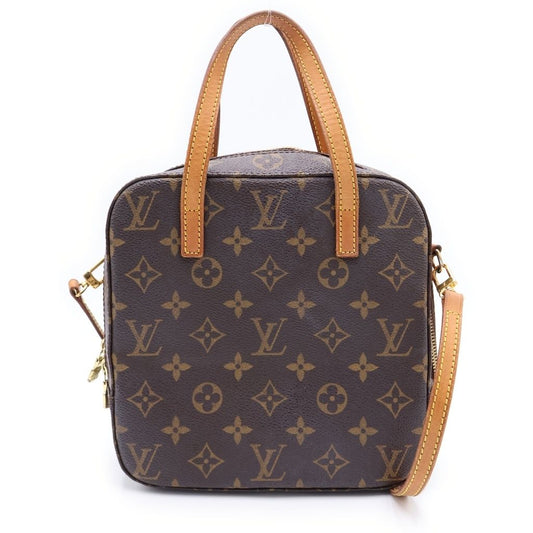Louis Vuitton Monogram Spontini 2-Way Shoulder Bag Brown Leather Gold