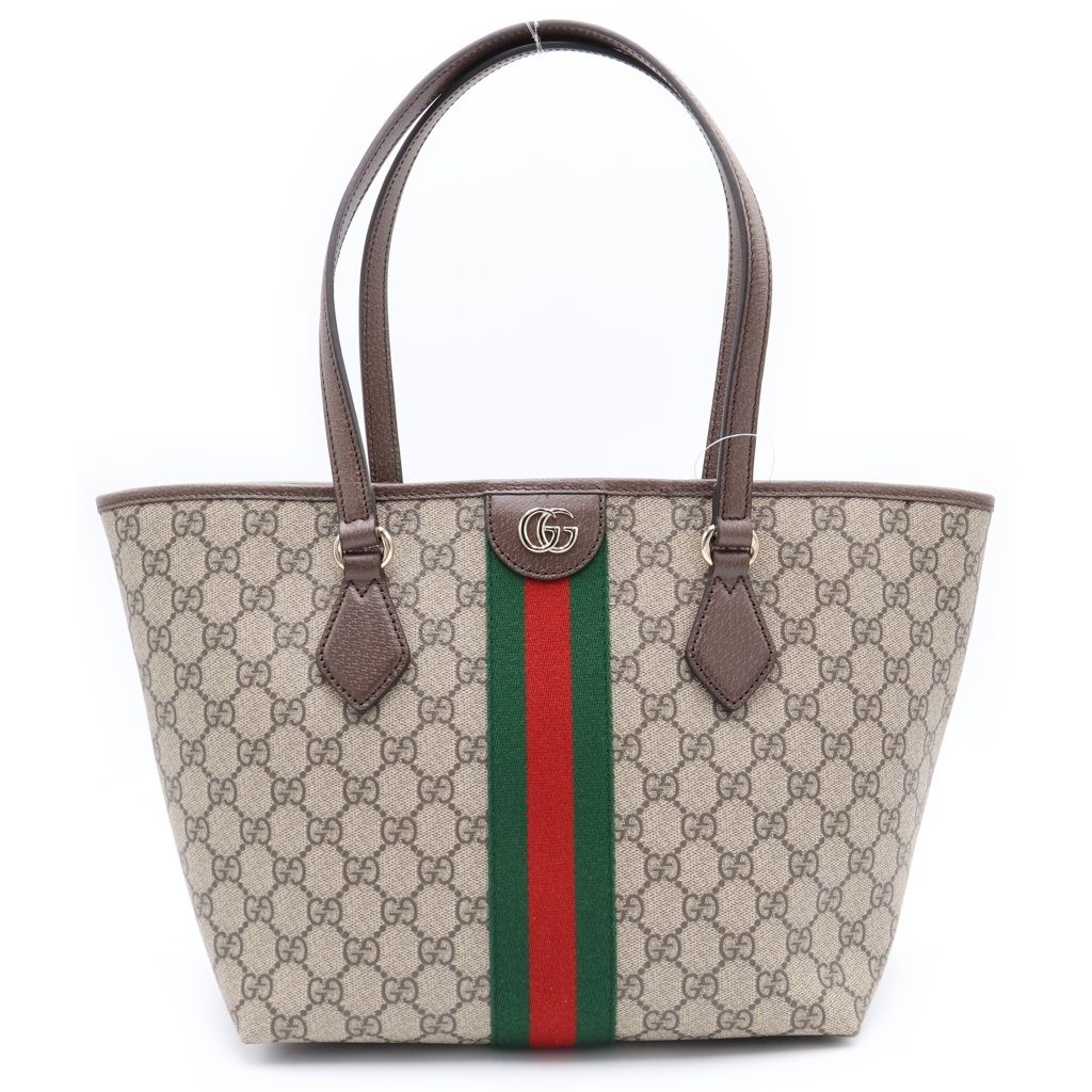 Gucci Ophidia Double Tote Brown Beige Leather Gold