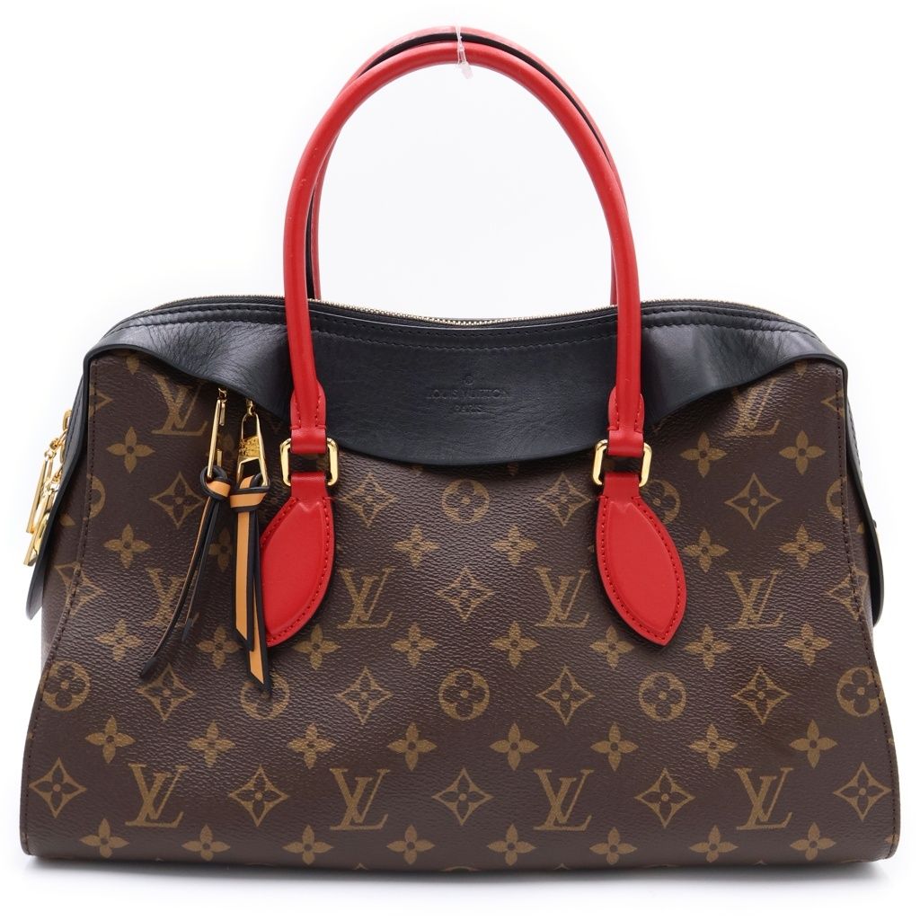 Louis Vuitton Monogram Roulis Tote 2-Way Shoulder Bag Black Red Brown Leather
