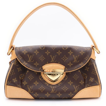 Louis Vuitton Monogram Beverly MM Shoulder Bag Brown Leather Gold