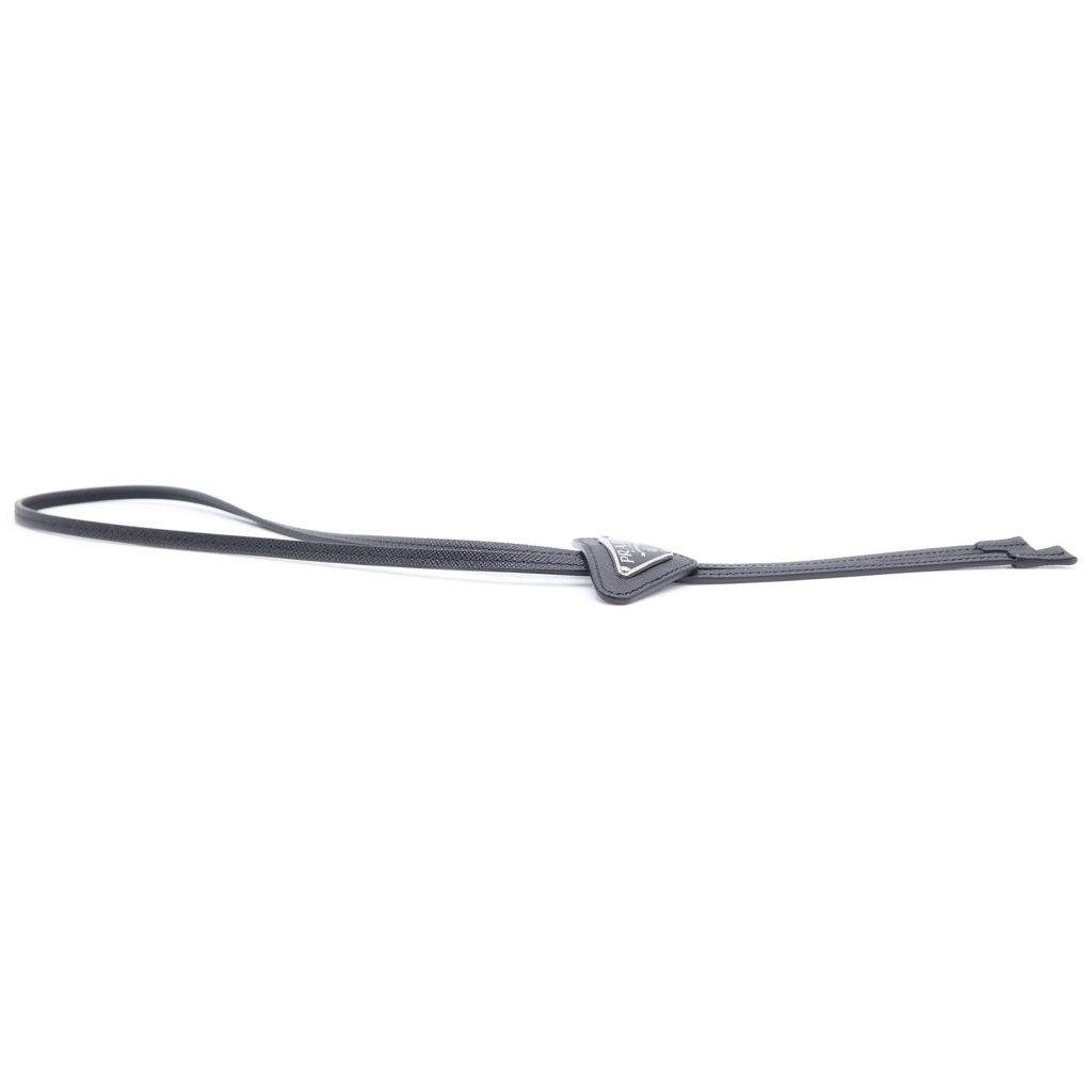 Prada Saffiano Leather Bolo Tie Triangle Logo Black — view 3