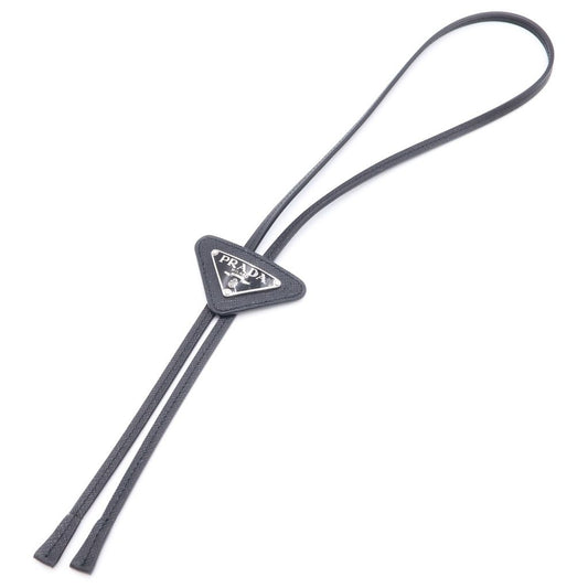 Prada Saffiano Leather Bolo Tie Triangle Logo Black